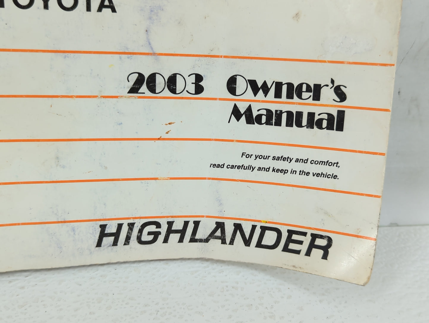 2003 Toyota Highlander Owners Manual Book Guide OEM Used Auto Parts - Oemusedautoparts1.com