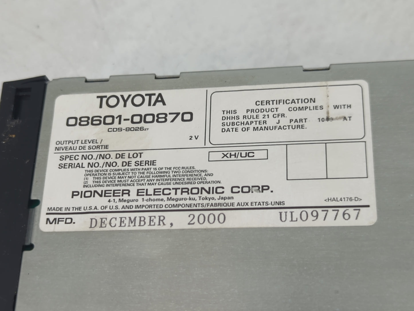 2001-2003 Toyota Prius Radio AM FM Cd Player Receiver Replacement P/N:08601-00870 Fits Fits 1998 1999 2000 2001 2002 2003 OE