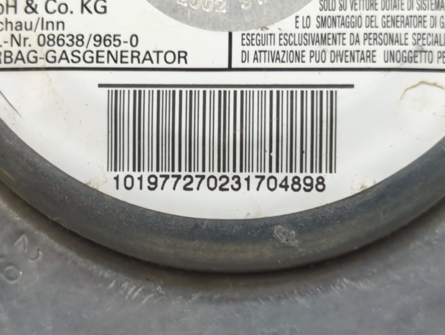2003 Volkswagen Jetta Air Bag Driver Left Steering Wheel Mounted P/N:08638/965-0 Fits OEM Used Auto Parts - Oemusedautoparts