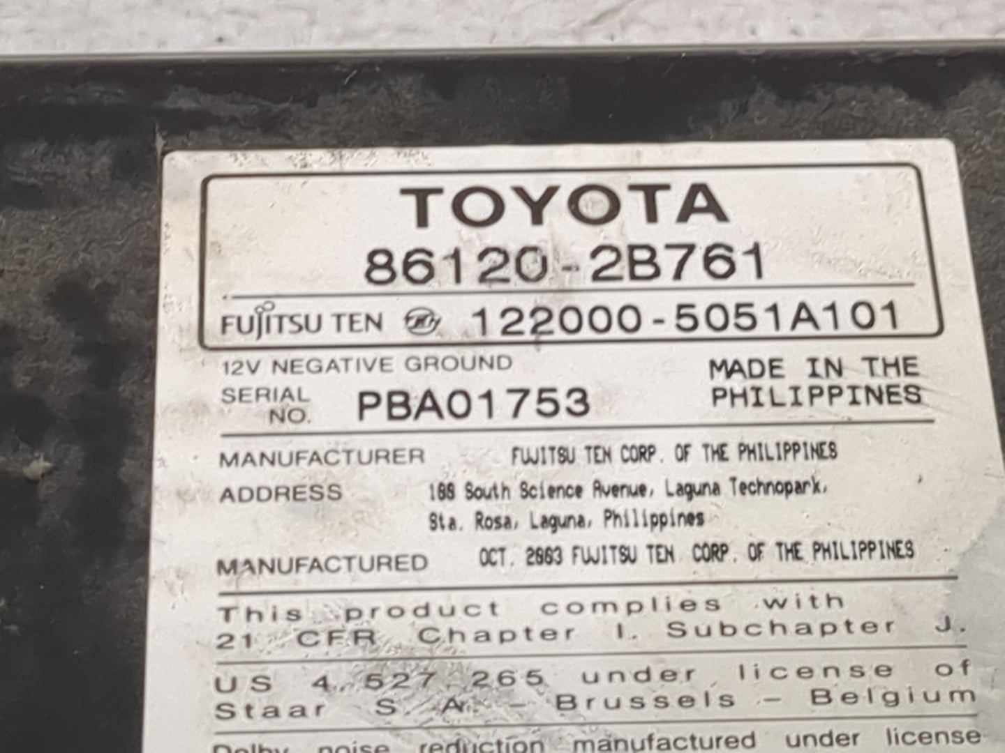 2004 Rav4 Radio AM FM Cd Player Receiver Replacement Fits Fits 2003 2005 OEM Used Auto Parts - Oemusedautoparts1.com