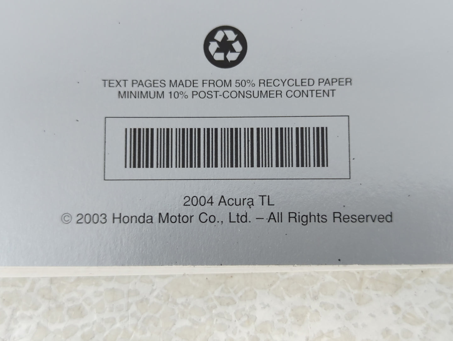 2004 Acura Tl Owners Manual Book Guide P/N:00X31-SEP-6003 OEM Used Auto Parts - Oemusedautoparts1.com