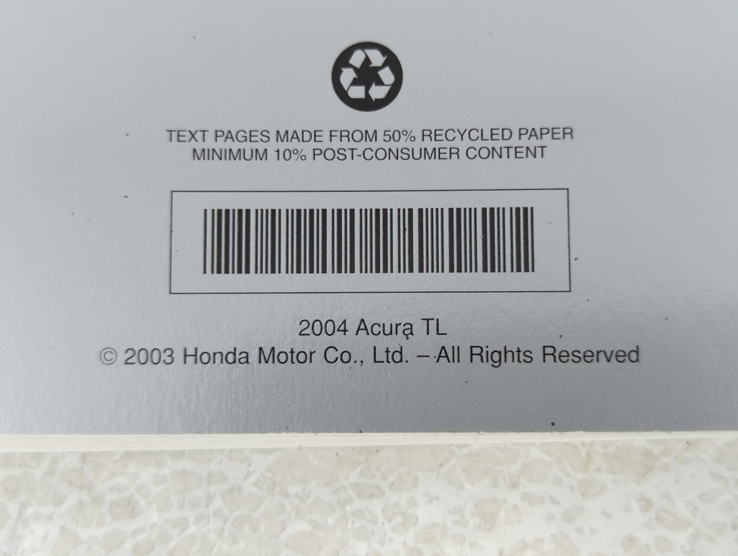 2004 Acura Tl Owners Manual Book Guide P/N:00X31-SEP-6003 OEM Used Auto Parts - Oemusedautoparts1.com
