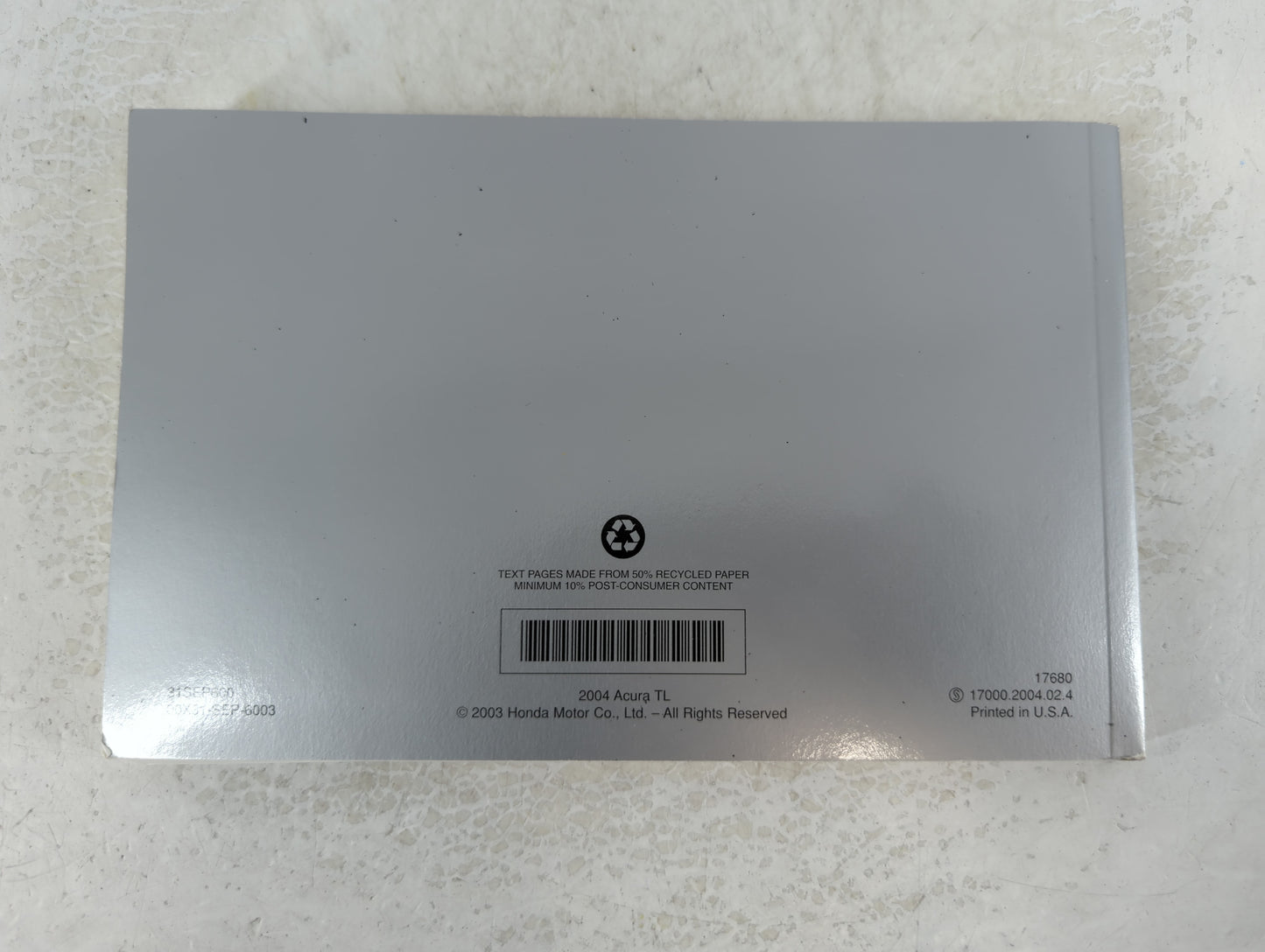 2004 Acura Tl Owners Manual Book Guide P/N:00X31-SEP-6003 OEM Used Auto Parts - Oemusedautoparts1.com