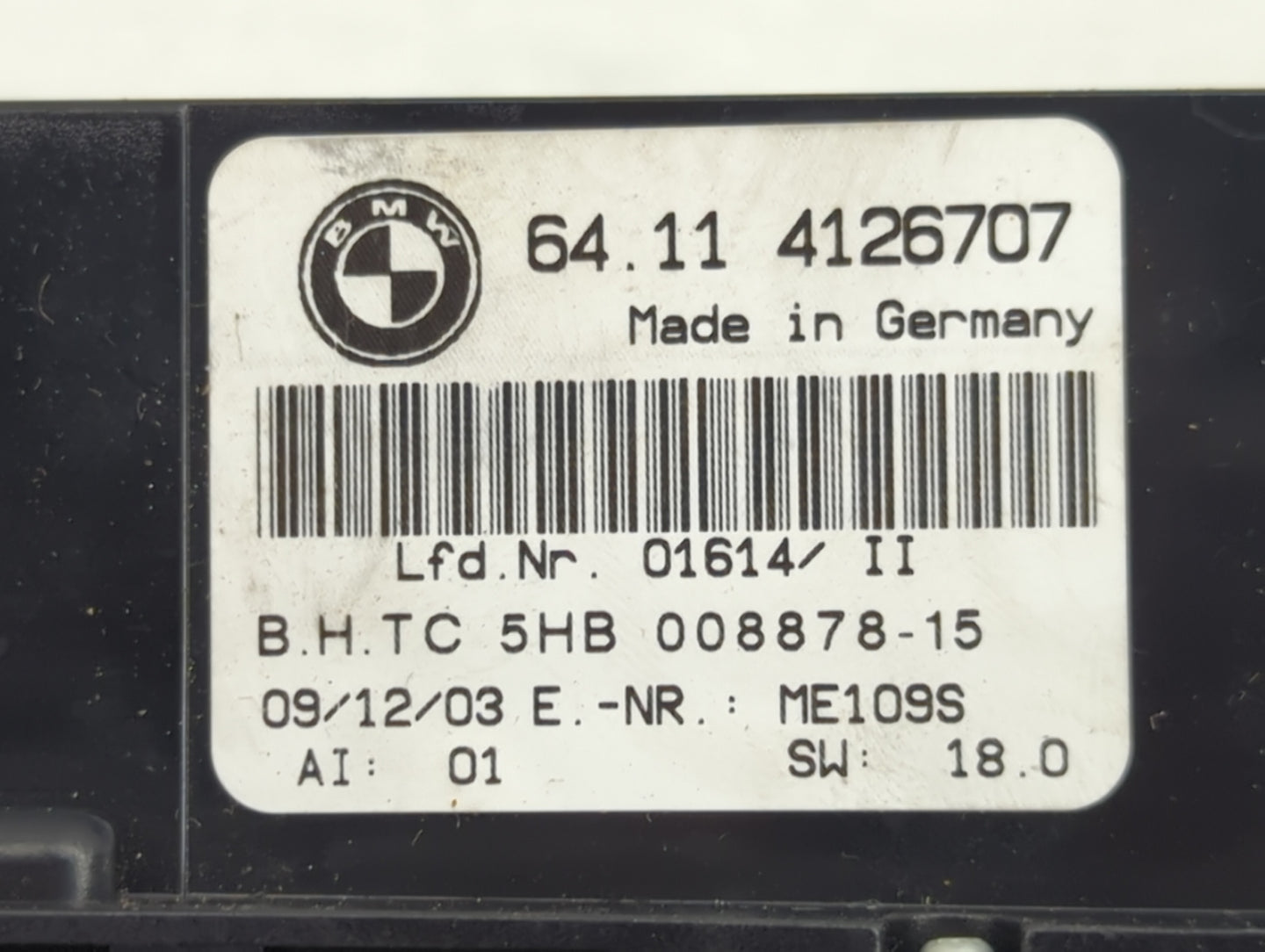 2004 Bmw 325i Climate Control Module Temperature AC/Heater Replacement P/N:64114126707 5HB008878-15 Fits OEM Used Auto Parts