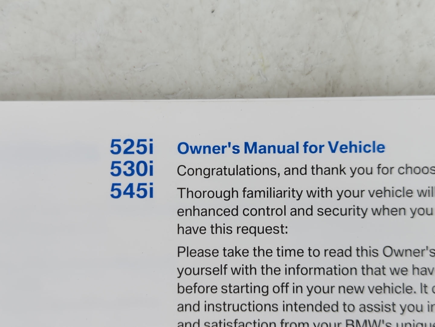 2004 Bmw 525i Owners Manual Book Guide OEM Used Auto Parts - Oemusedautoparts1.com