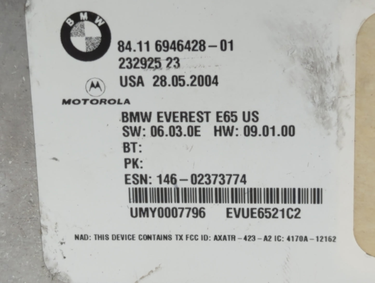 2002-2005 Bmw 745i Bluetooth Phone Communication Control Module Ccm Oem - Oemusedautoparts1.com