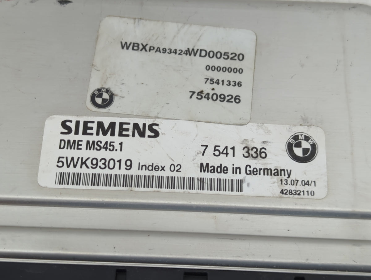 2004-2005 Bmw X3 PCM Engine Control Computer ECU ECM PCU OEM P/N:5WK93019 Fits 2004 2005 OEM Used Auto Parts - Oemusedautopa