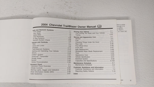 2004 Chevrolet Trailblazer Owners Manual Book Guide OEM Used Auto Parts