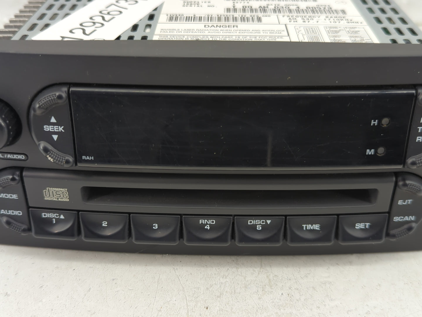 2004-2008 Chrysler Pacifica Radio AM FM Cd Player Receiver Replacement P/N:P05082764AF P05082764AD Fits OEM Used Auto Parts 