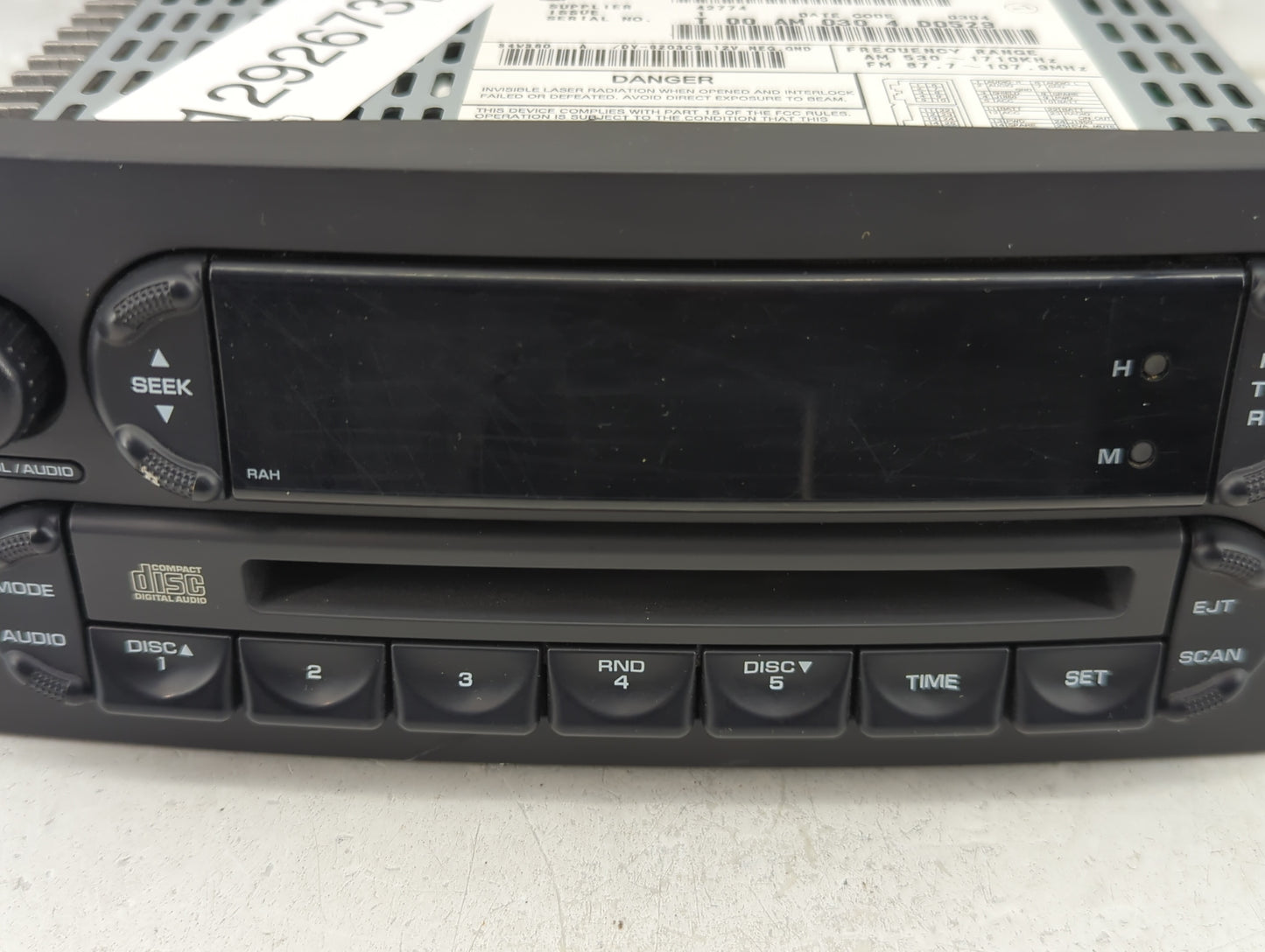 2004-2008 Chrysler Pacifica Radio AM FM Cd Player Receiver Replacement P/N:P05082764AF P05082764AD Fits OEM Used Auto Parts 