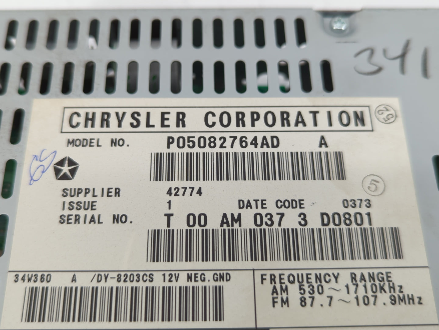 2004-2008 Chrysler Pacifica Radio AM FM Cd Player Receiver Replacement P/N:P05094031AF P05094564AB Fits OEM Used Auto Parts 