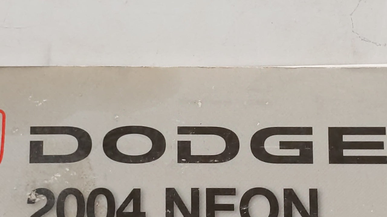 2004 Dodge Neon Owners Manual Book Guide OEM Used Auto Parts - Oemusedautoparts1.com