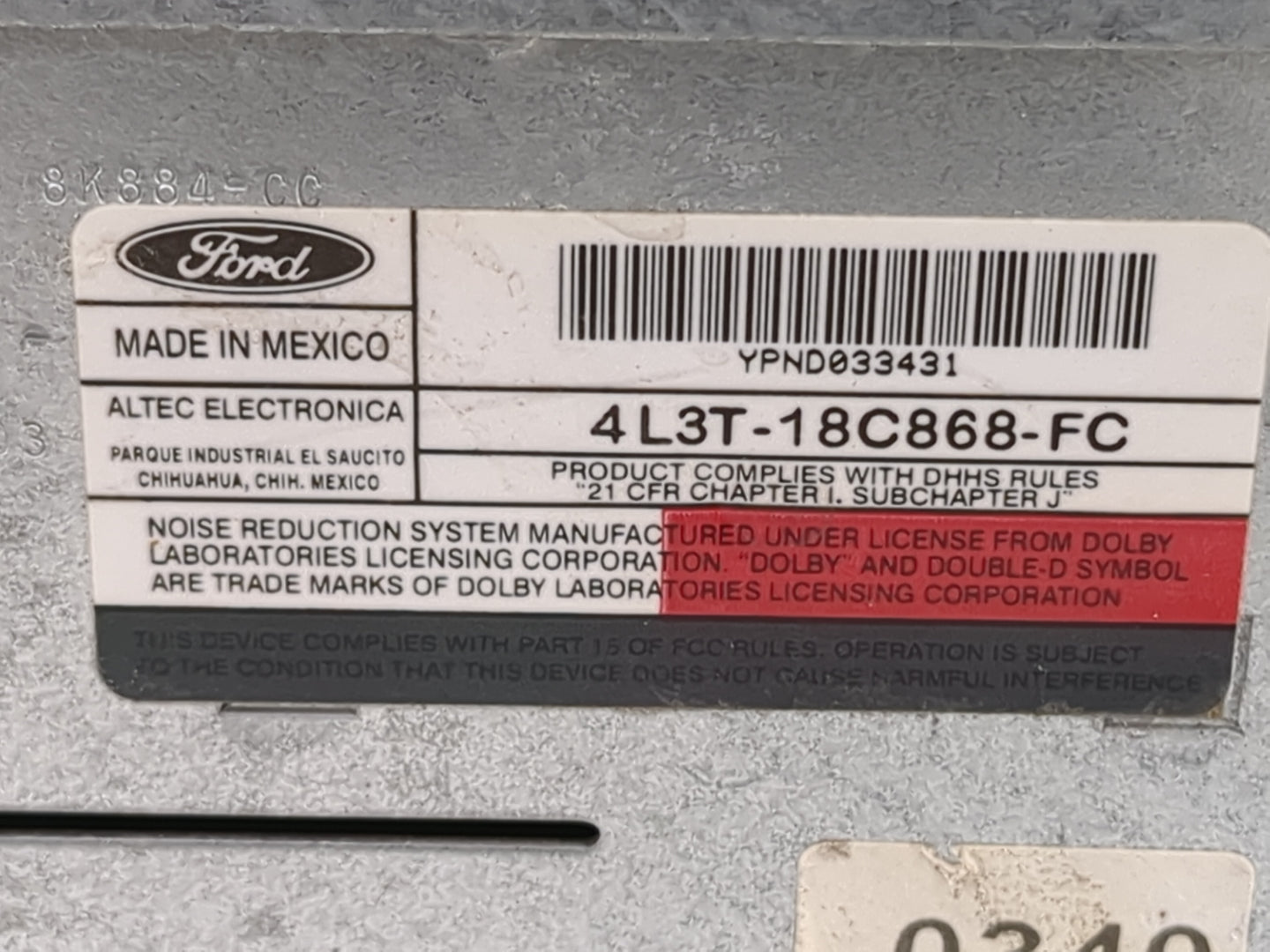 2004 Ford F150 Radio AM FM Cd Player Receiver Replacement P/N:4L3T-18C868-FC YPND033431 Fits Fits 2005 OEM Used Auto Parts -