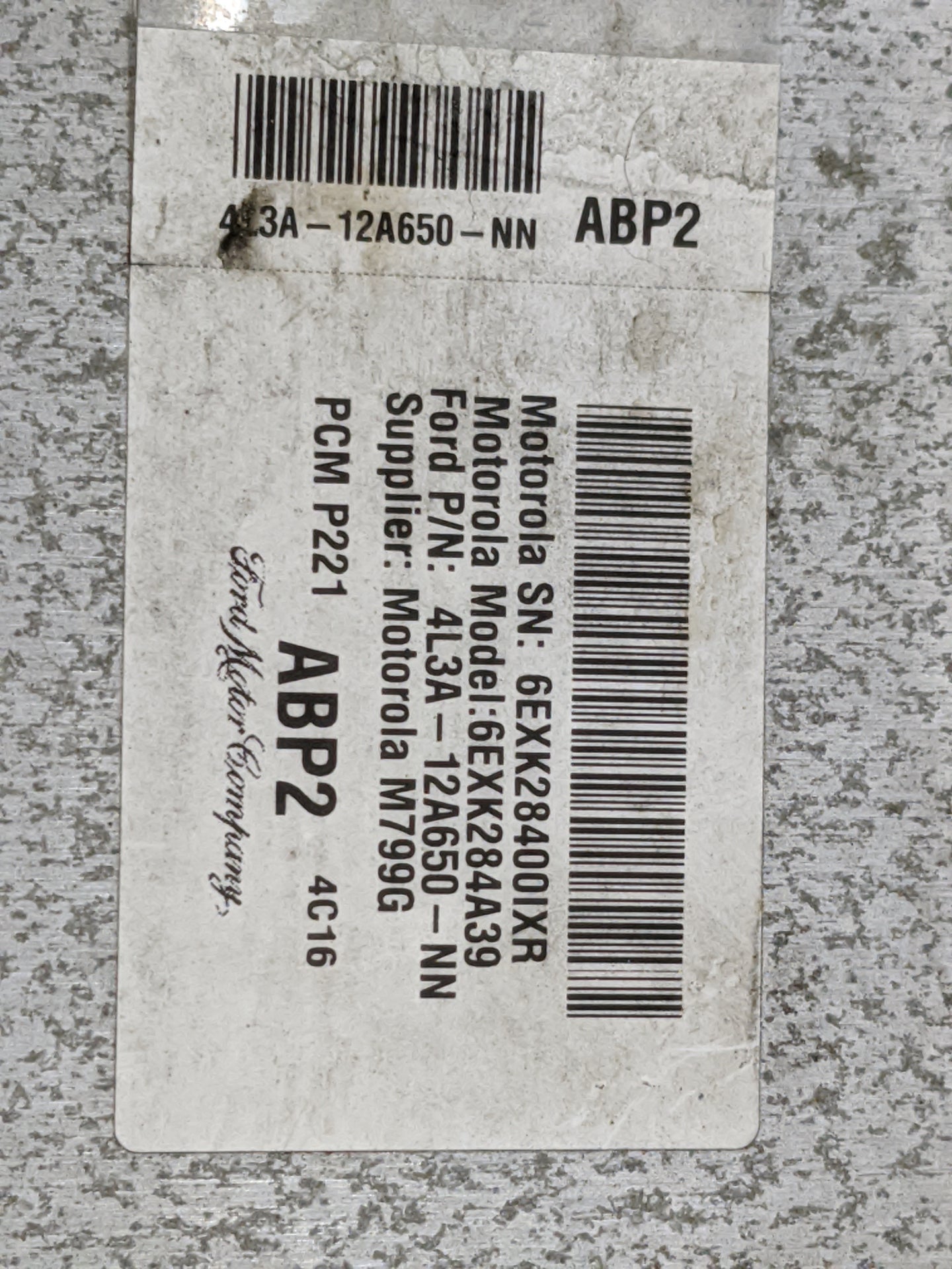 2004 Ford F150 PCM Engine Control Computer ECU ECM PCU OEM P/N:4L3A-12A650-NN 6EXK28400IXR, 6EXK284A39 Fits OEM Used Auto Pa