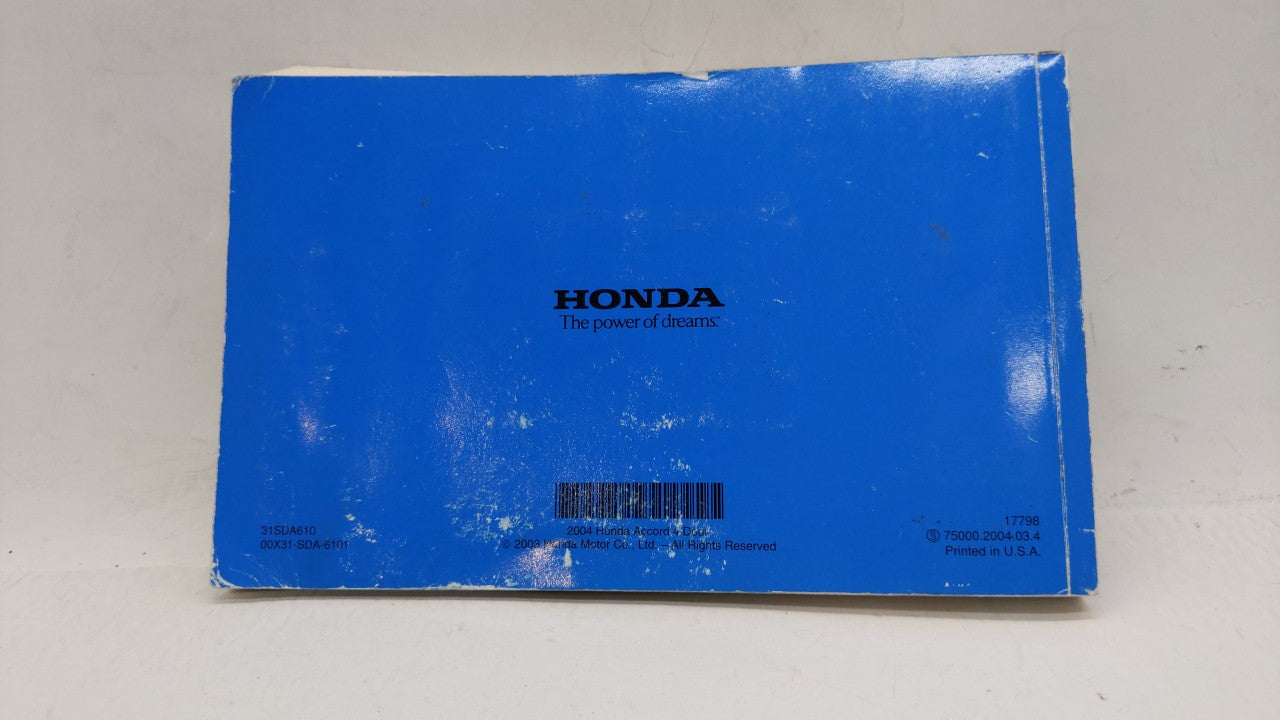 2004 Honda Accord Owners Manual Book Guide OEM Used Auto Parts - Oemusedautoparts1.com