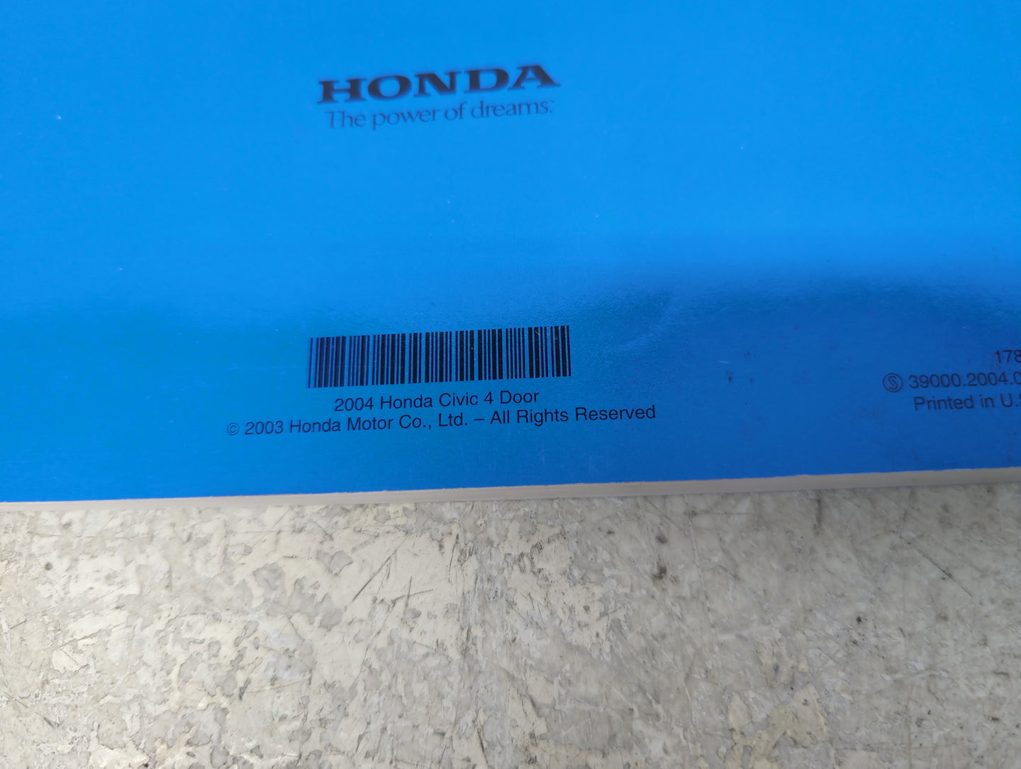 2004 Honda Civic Owners Manual Book Guide P/N:00X31-S5A-6310 OEM Used Auto Parts - Oemusedautoparts1.com