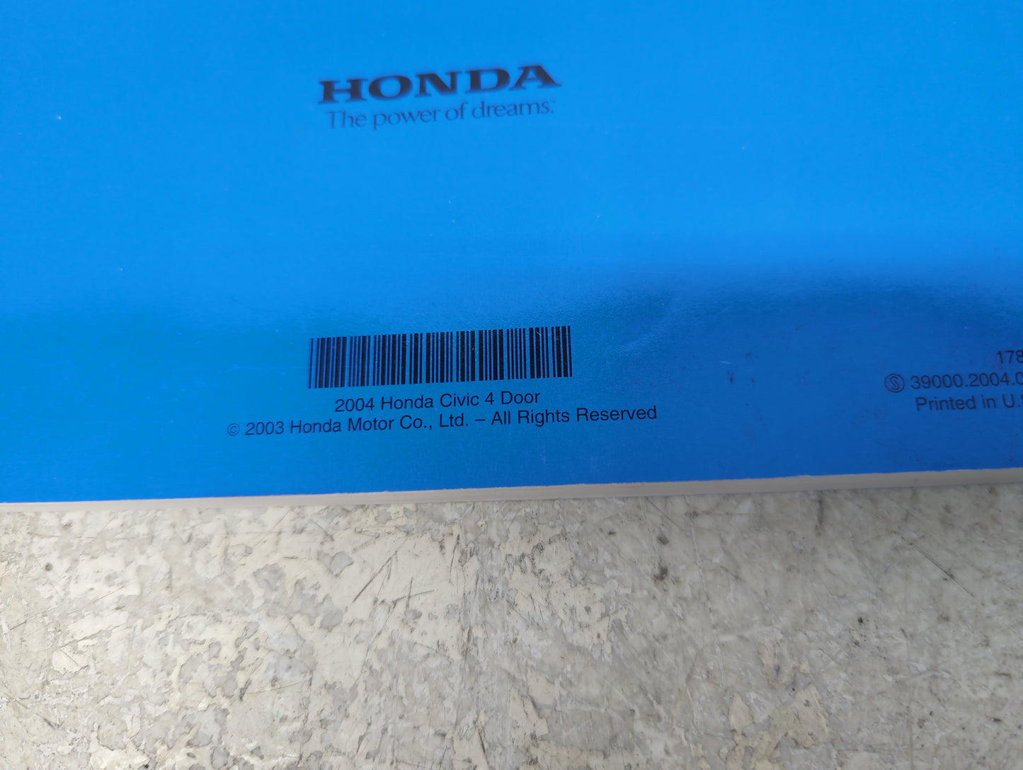 2004 Honda Civic Owners Manual Book Guide P/N:00X31-S5A-6310 OEM Used Auto Parts - Oemusedautoparts1.com