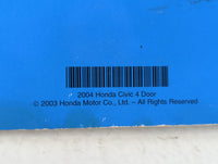 2004 Honda Civic Owners Manual Book Guide P/N:00X31-S5A-6310 31S5A631 OEM Used Auto Parts - Oemusedautoparts1.com