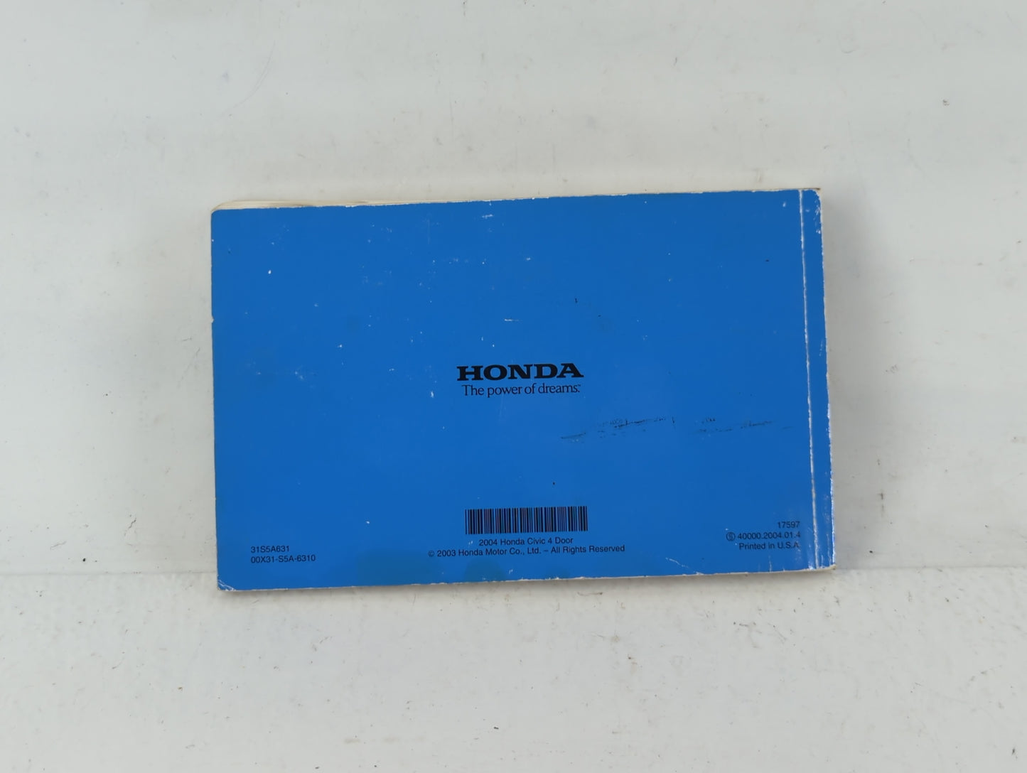 2004 Honda Civic Owners Manual Book Guide P/N:00X31-S5A-6310 31S5A631 OEM Used Auto Parts - Oemusedautoparts1.com