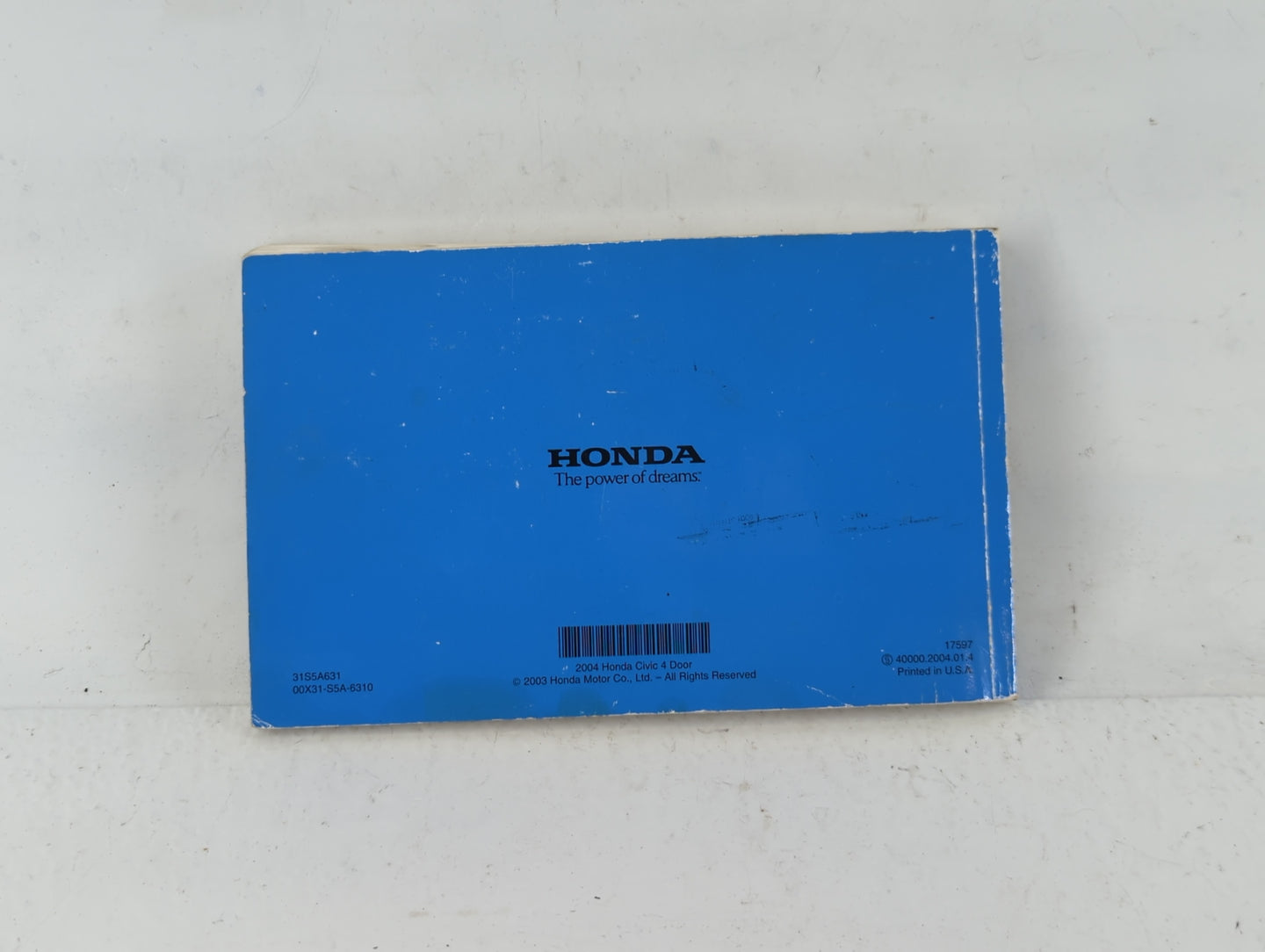 2004 Honda Civic Owners Manual Book Guide P/N:00X31-S5A-6310 31S5A631 OEM Used Auto Parts - Oemusedautoparts1.com