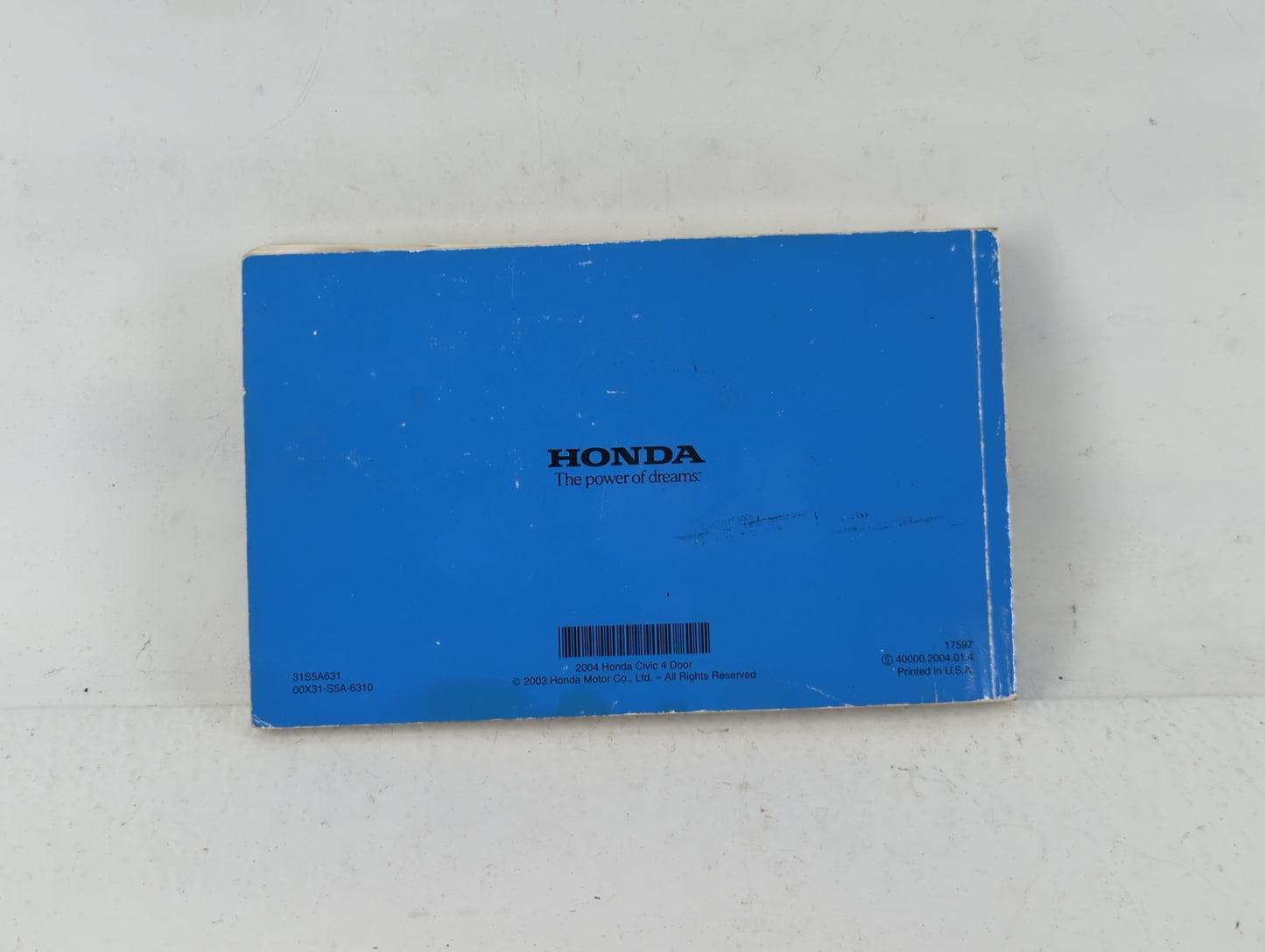 2004 Honda Civic Owners Manual Book Guide P/N:00X31-S5A-6310 31S5A631 OEM Used Auto Parts - Oemusedautoparts1.com