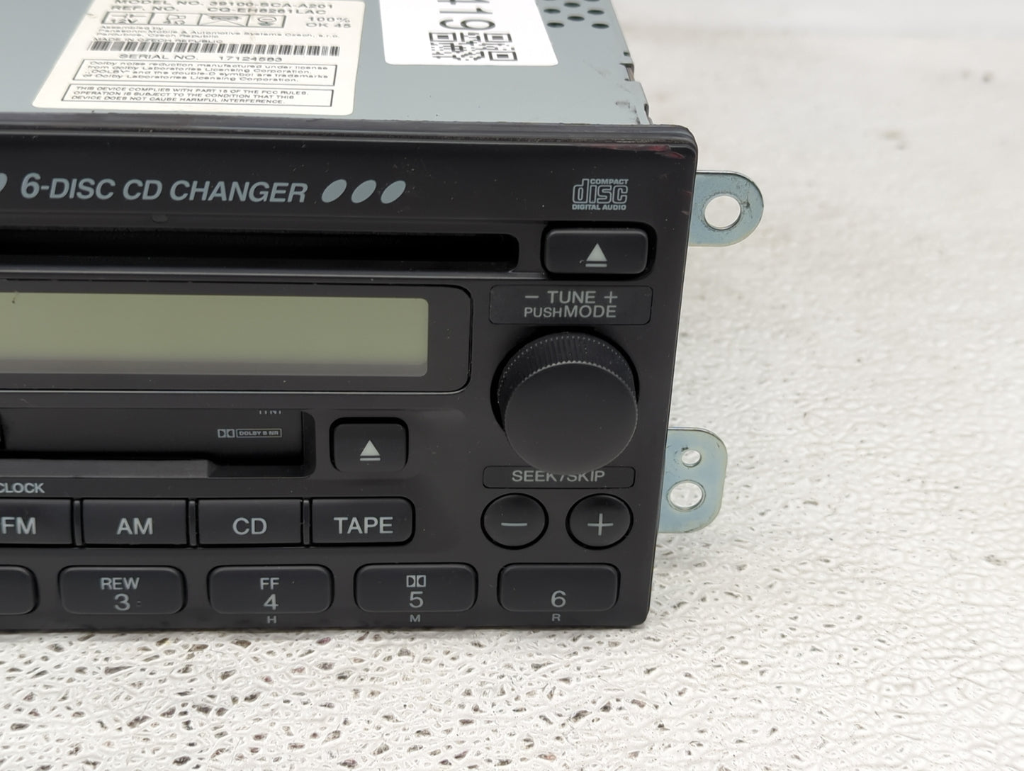 2002-2004 Honda Cr-V Radio AM FM Cd Player Receiver Replacement P/N:39100-SCA-A201 Fits Fits 2002 2003 2004 OEM Used Auto Pa
