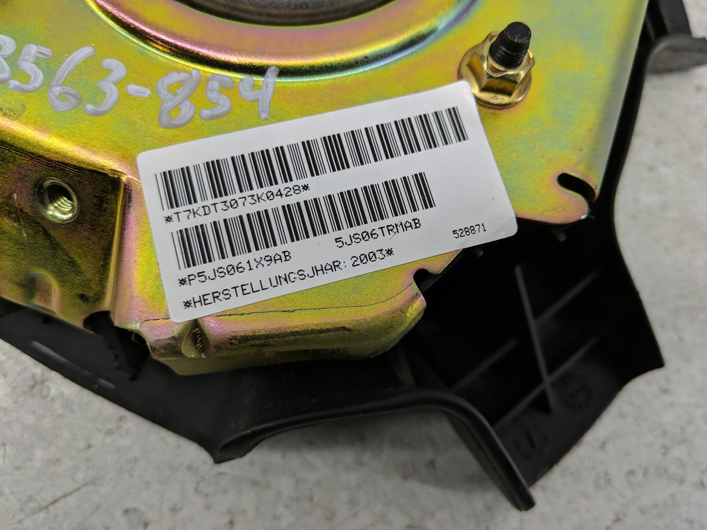 2004 Jeep Liberty Air Bag Driver Left Steering Wheel Mounted P/N:5JS061X9AC Fits OEM Used Auto Parts - Oemusedautoparts1.com