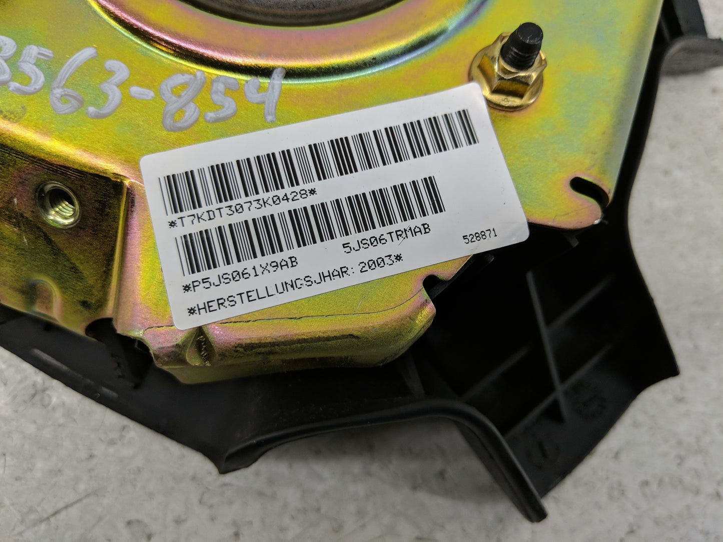2004 Jeep Liberty Air Bag Driver Left Steering Wheel Mounted P/N:5JS061X9AC Fits OEM Used Auto Parts - Oemusedautoparts1.com
