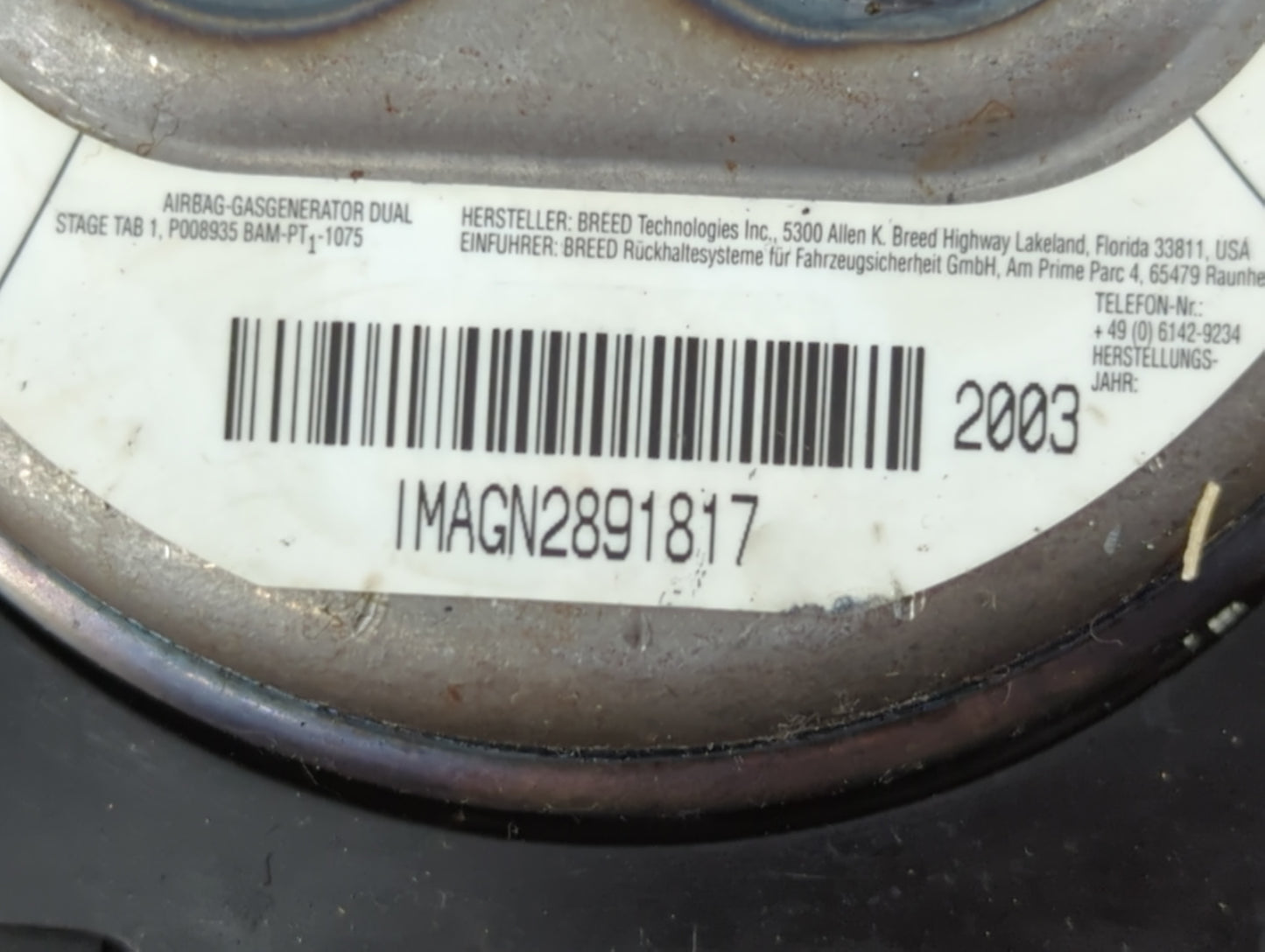 2004-2006 Kia Spectra Air Bag Driver Left Steering Wheel Mounted Fits Fits 2004 2005 2006 OEM Used Auto Parts - Oemusedautop