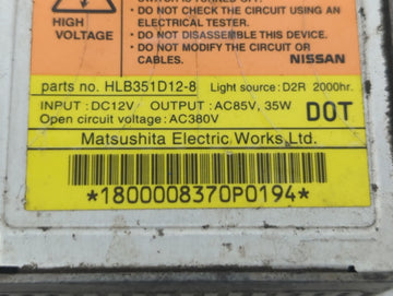 2004 Nissan Altima Headlight Ballast Head Light