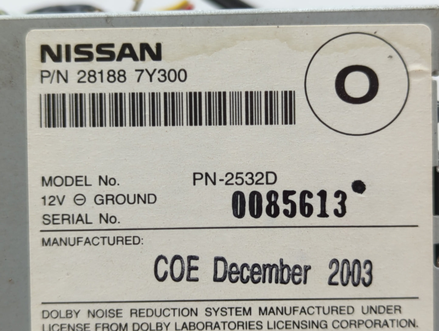2004-2005 Nissan Maxima Radio AM FM Cd Player Receiver Replacement P/N:28188 7Y300 EL3T-19C107-BB Fits Fits 2004 2005 OEM Us