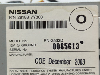 compare product 2004-2005 Nissan Maxima Radio AM FM Cd Player Receiver Replacement P/N:28188 7Y300 EL3T-19C107-BB Fits Fits 2004 2005 OEM Used Auto Parts