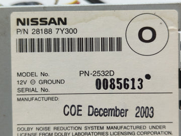 2004-2005 Nissan Maxima Radio AM FM Cd Player Receiver Replacement P/N:28188 7Y300 EL3T-19C107-BB Fits Fits 2004 2005 OEM Us