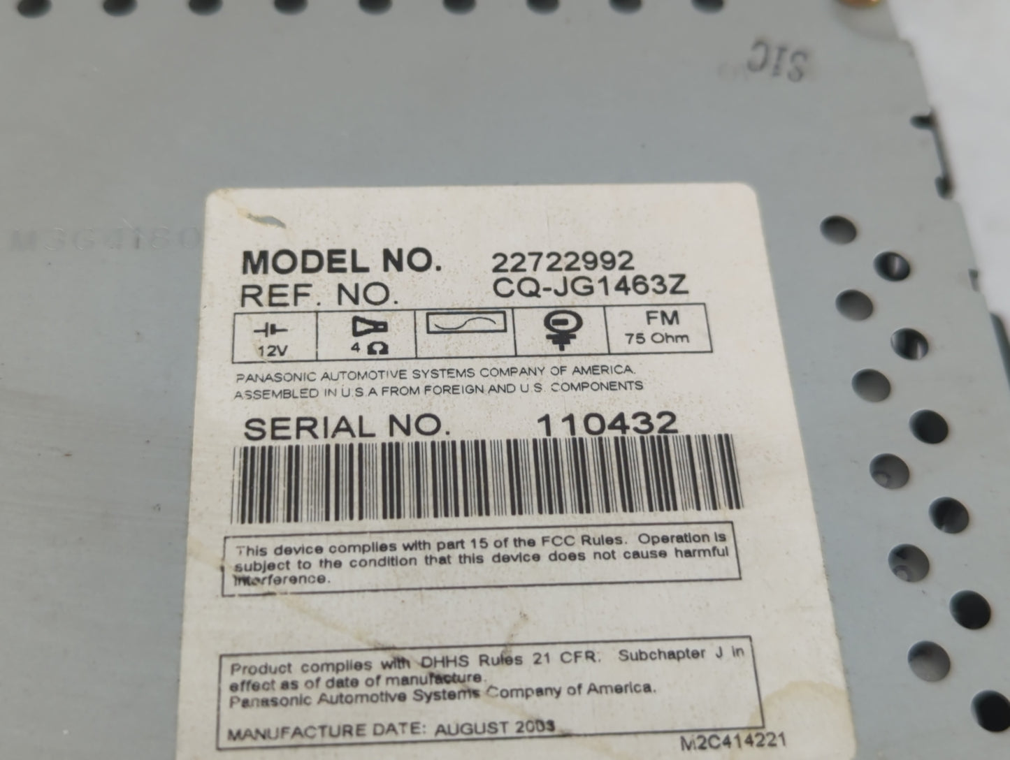 2004 Saturn Ion Radio AM FM Cd Player Receiver Replacement P/N:22722992 Fits OEM Used Auto Parts - Oemusedautoparts1.com