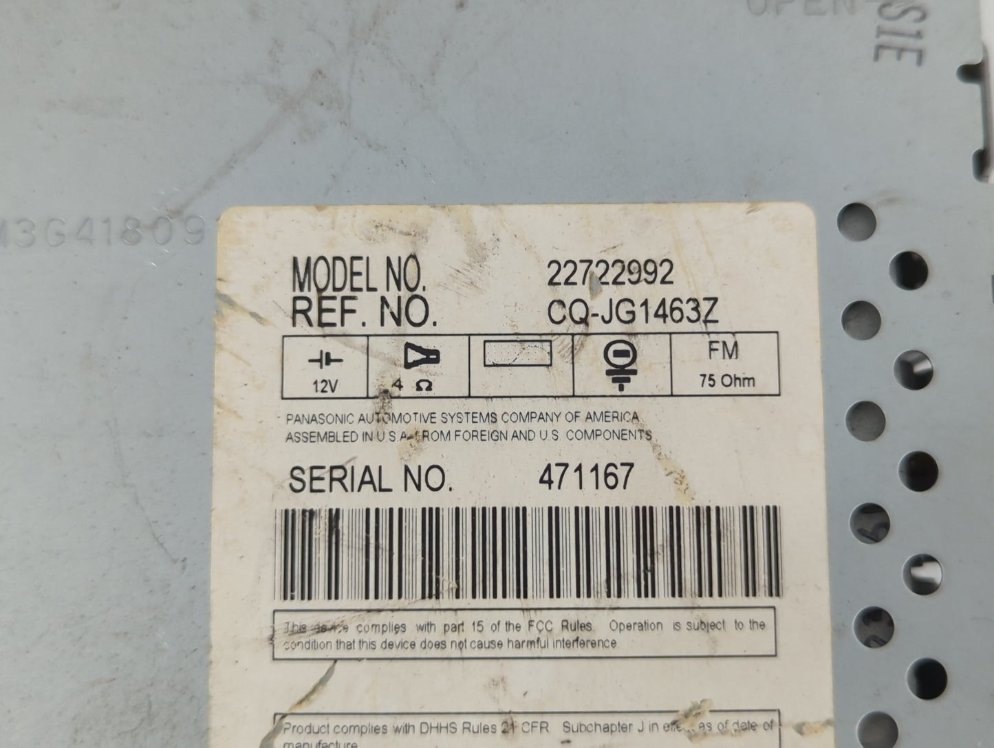 2004 Saturn Ion Radio AM FM Cd Player Receiver Replacement P/N:471167 CQ-JG1463Z, 22722992 Fits OEM Used Auto Parts - Oemuse