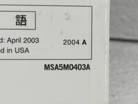 2004 Subaru Forester Owners Manual Book Guide OEM Used Auto Parts - Oemusedautoparts1.com