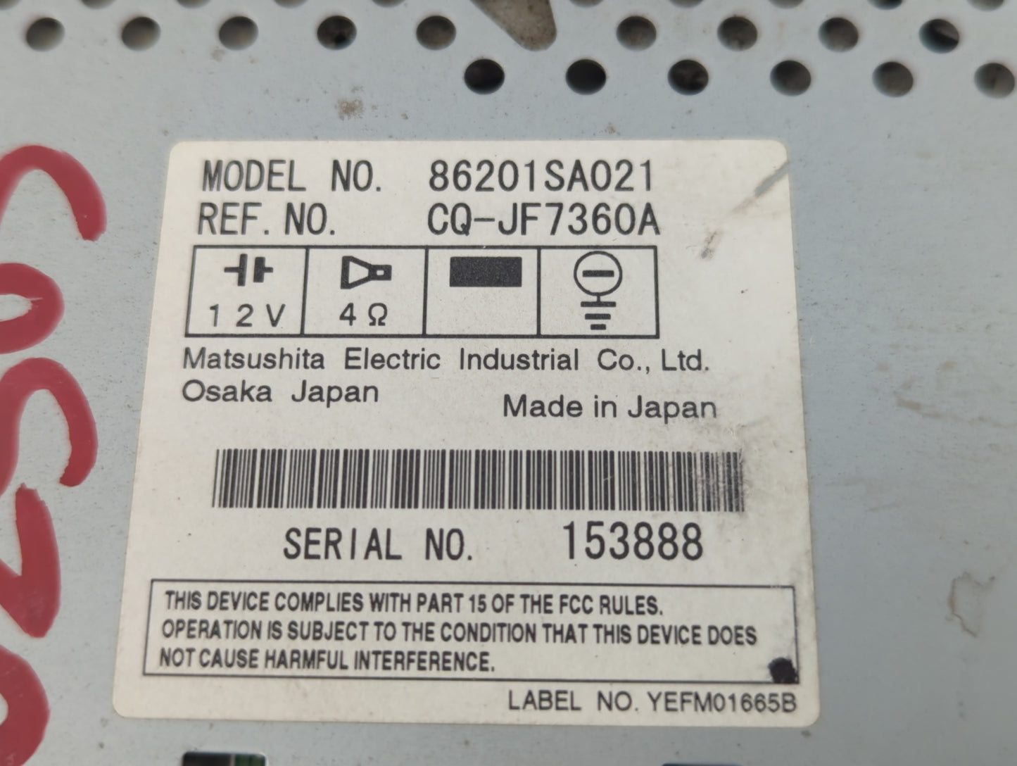 2004 Subaru Forester Radio AM FM Cd Player Receiver Replacement P/N:86201SA021 Fits OEM Used Auto Parts - Oemusedautoparts1.