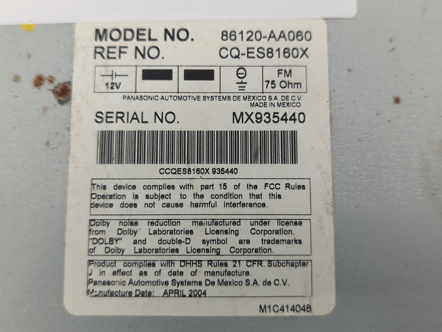 2002-2004 Toyota Camry Radio AM FM Cd Player Receiver Replacement P/N:86120-AA060 Fits Fits 2002 2003 2004 OEM Used Auto Par