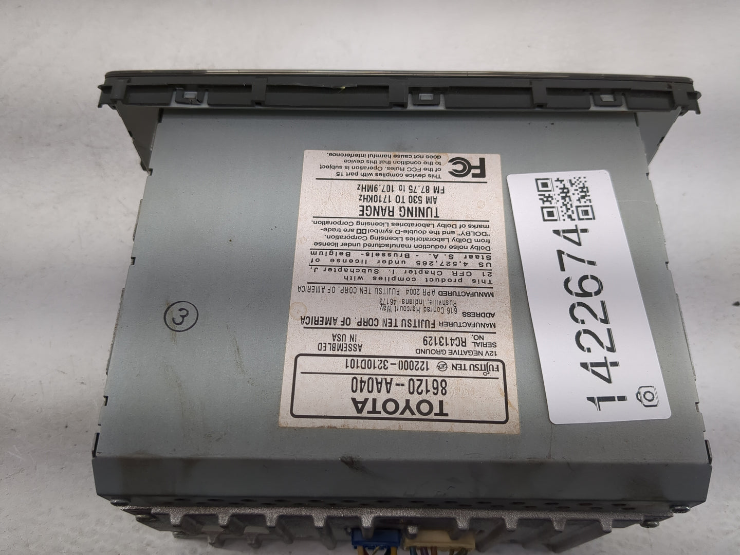 2002-2004 Toyota Camry Radio AM FM Cd Player Receiver Replacement P/N:86120-AA040 Fits Fits 2002 2003 2004 OEM Used Auto Par