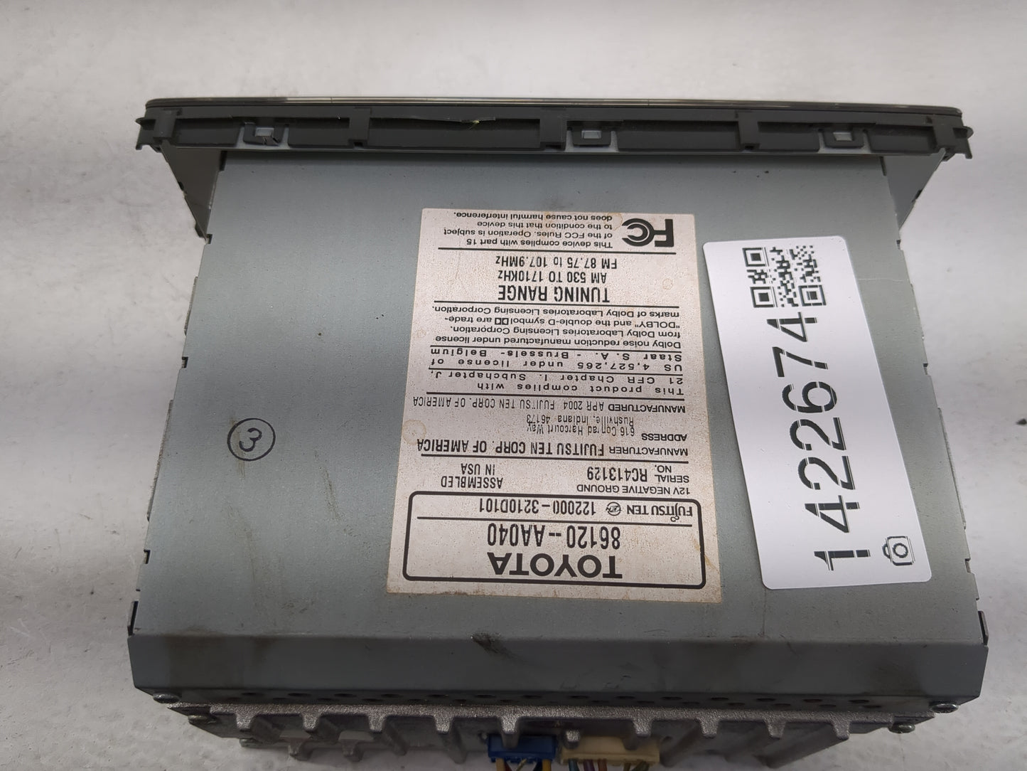2002-2004 Toyota Camry Radio AM FM Cd Player Receiver Replacement P/N:86120-AA040 Fits Fits 2002 2003 2004 OEM Used Auto Par