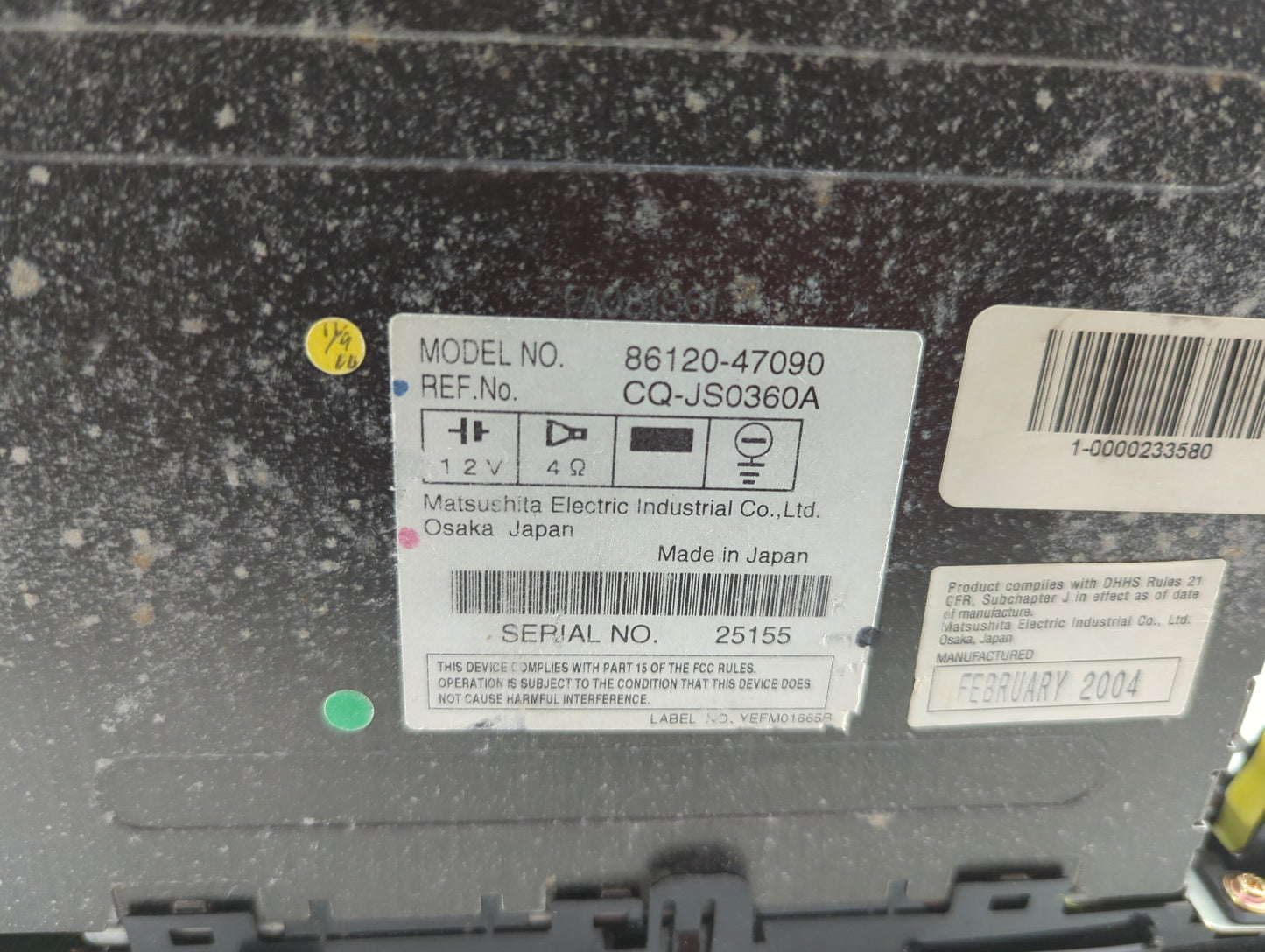 2004-2006 Toyota Prius Radio AM FM Cd Player Receiver Replacement P/N:86120-47090 Fits Fits 2004 2005 2006 OEM Used Auto Par