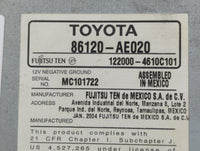 2004 Toyota Sienna Radio AM FM Cd Player Receiver Replacement P/N:86120-AE020 Fits OEM Used Auto Parts - Oemusedautoparts1.c