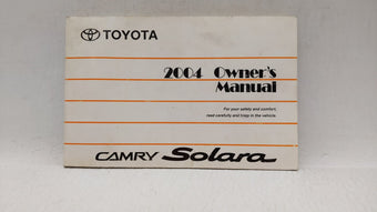 compare product 2004 Toyota Solara Owners Manual Book Guide P/N:01999-33640 OEM Used Auto Parts