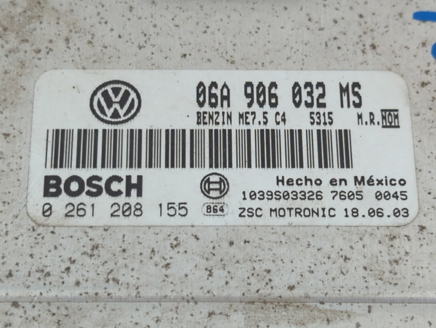2004 Volkswagen Beetle PCM Engine Control Computer ECU ECM PCU OEM P/N:06A 906 032 MS Fits OEM Used Auto Parts - Oemusedauto