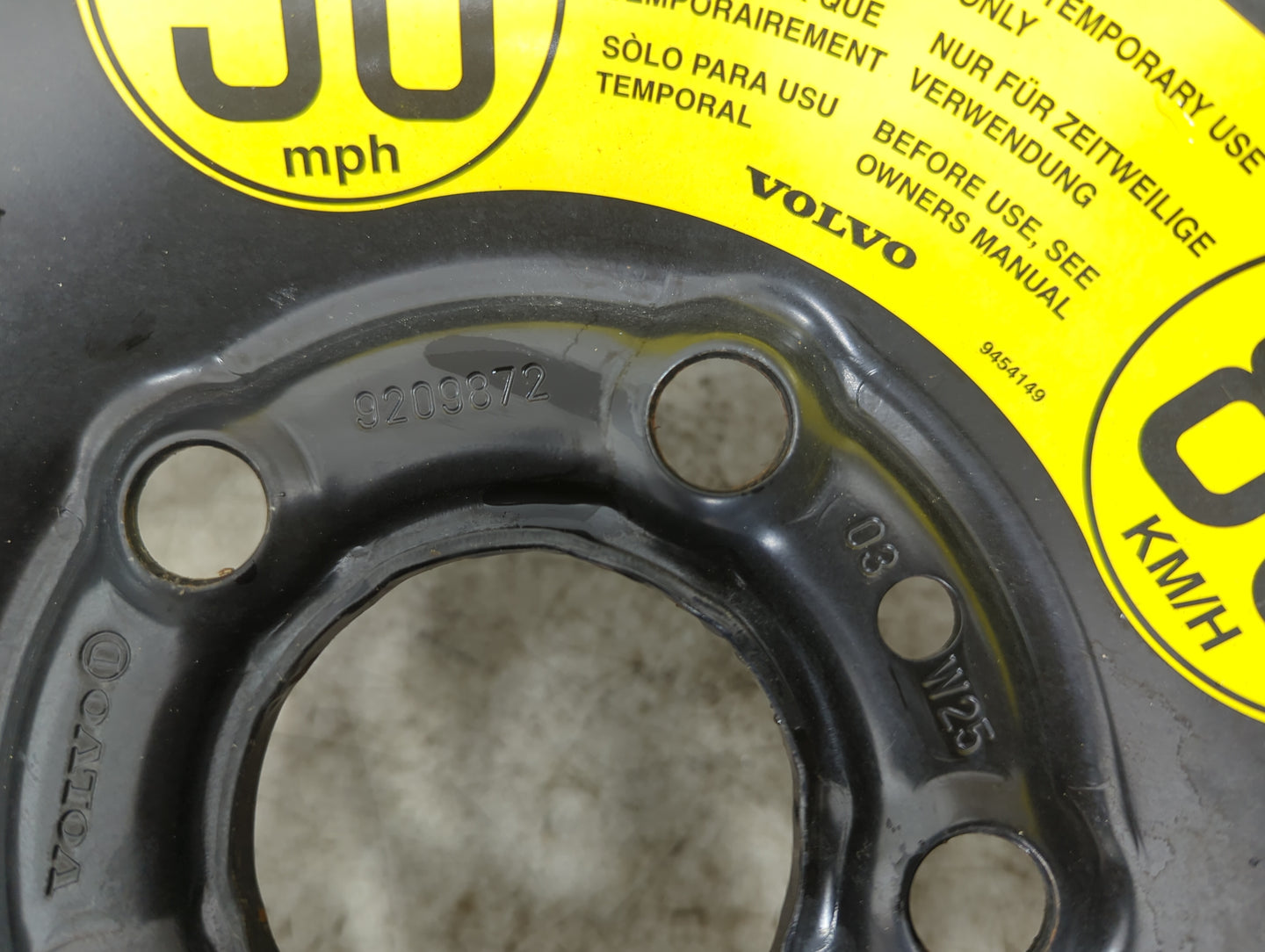 2003-2007 Volvo Xc70 Spare Donut Tire Wheel Rim Oem - Oemusedautoparts1.com