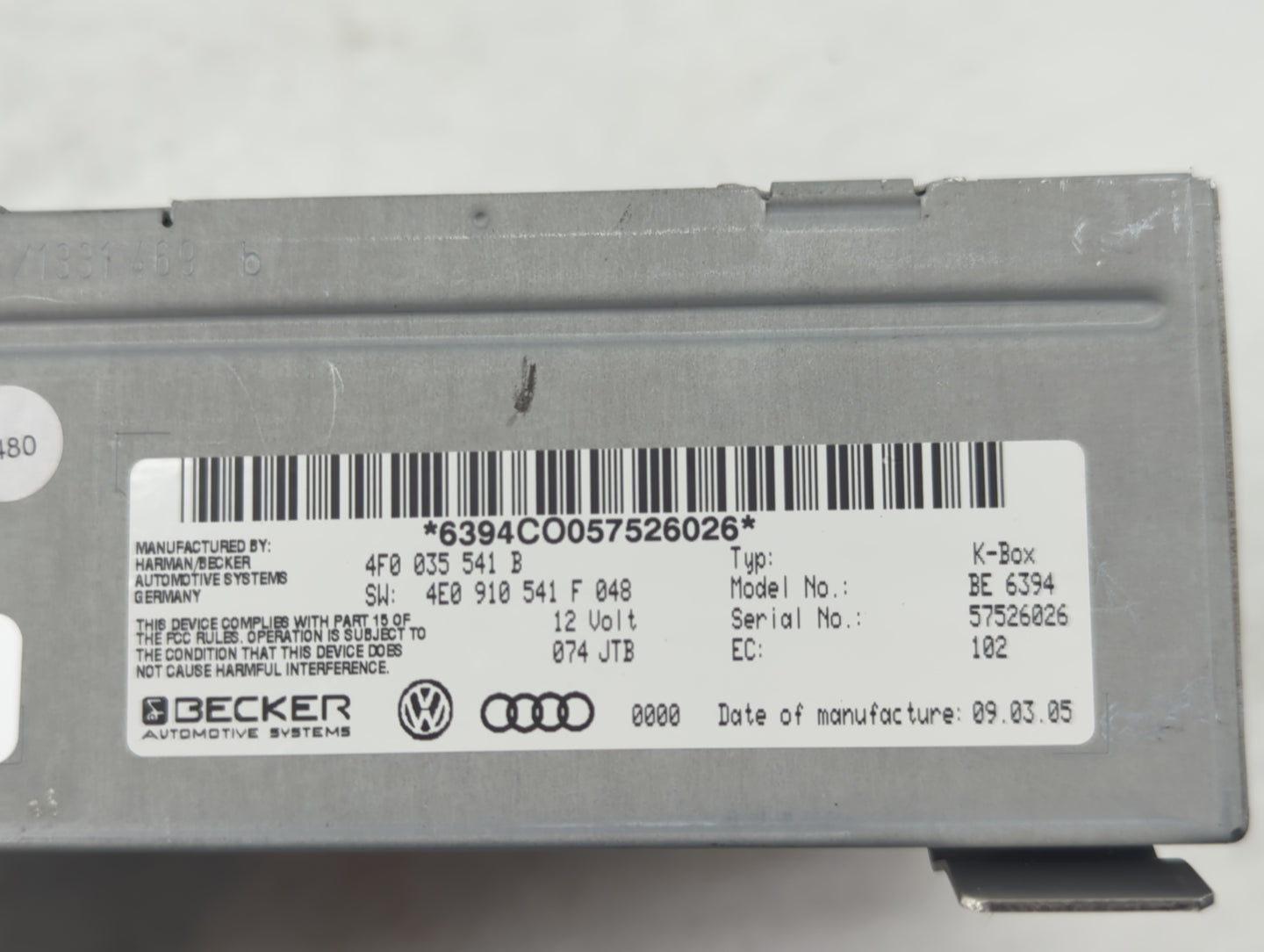 2005-2009 Audi A6 Radio AM FM Cd Player Receiver Replacement P/N:4F0 035 541 B Fits Fits 2005 2006 2007 2008 2009 OEM Used A