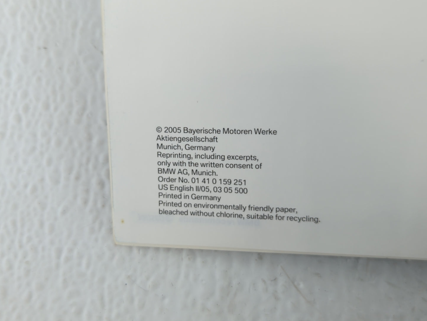2005 Bmw 525i Owners Manual Book Guide P/N:01 410 159 251 UE OEM Used Auto Parts - Oemusedautoparts1.com