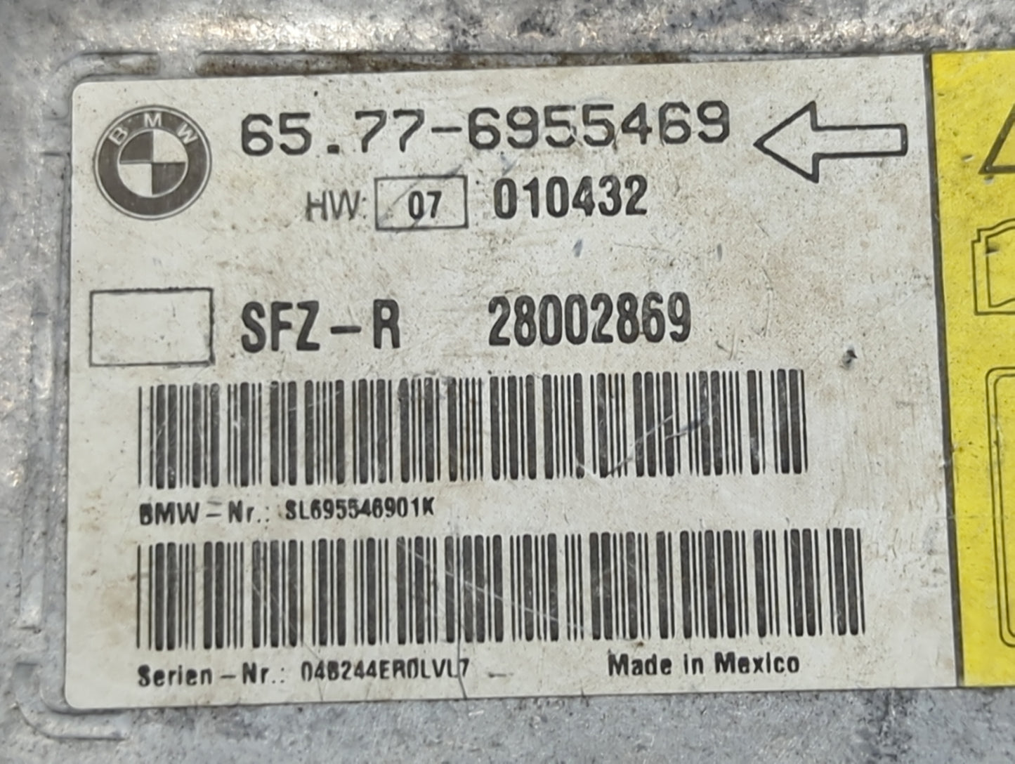 Bmw 645 Safety Restraint Srs Airbag Control Module - Oemusedautoparts1.com