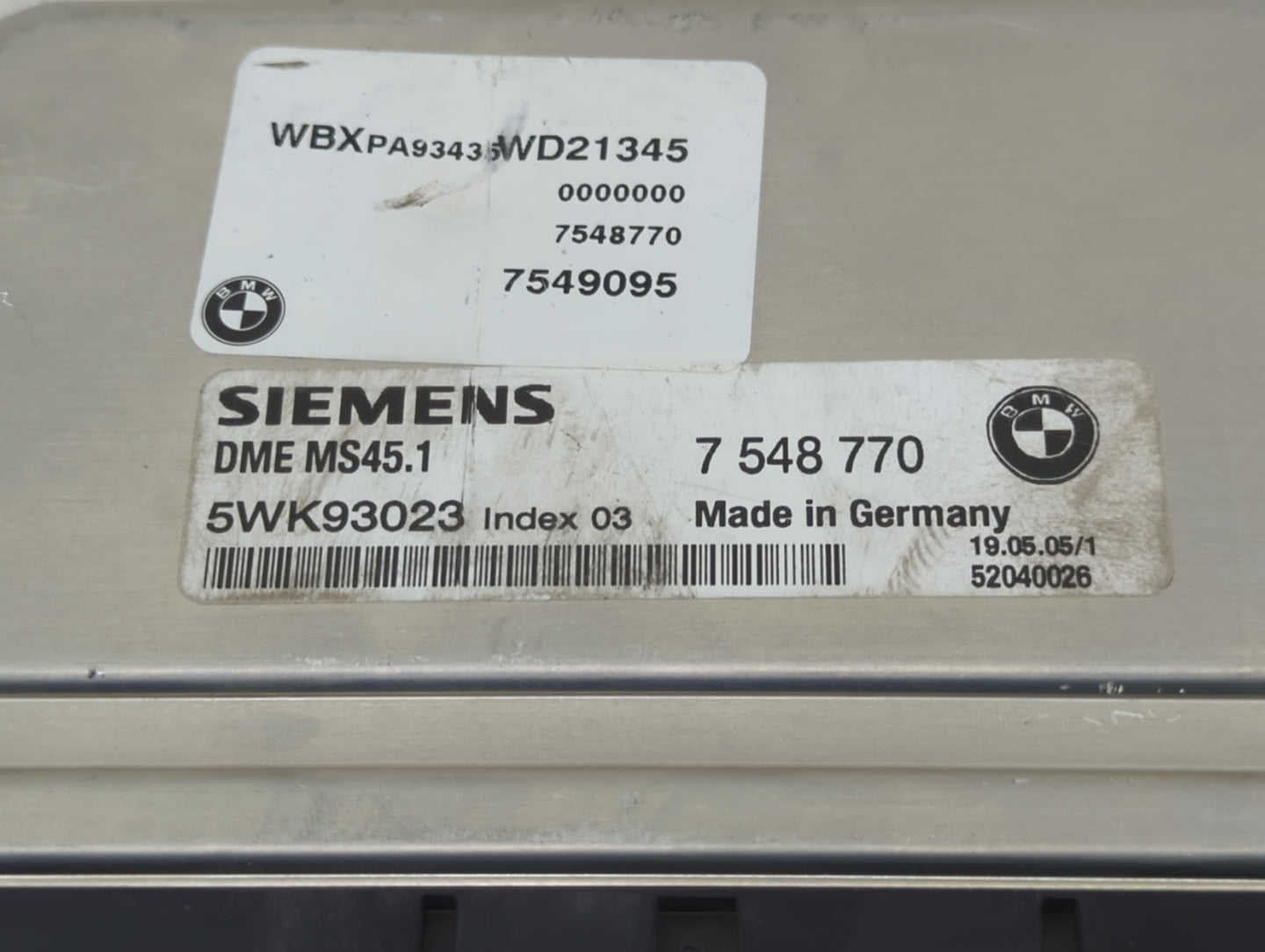 2004-2005 Bmw X3 PCM Engine Control Computer ECU ECM PCU OEM P/N:7 548 770 Fits Fits 2004 2005 OEM Used Auto Parts - Oemused