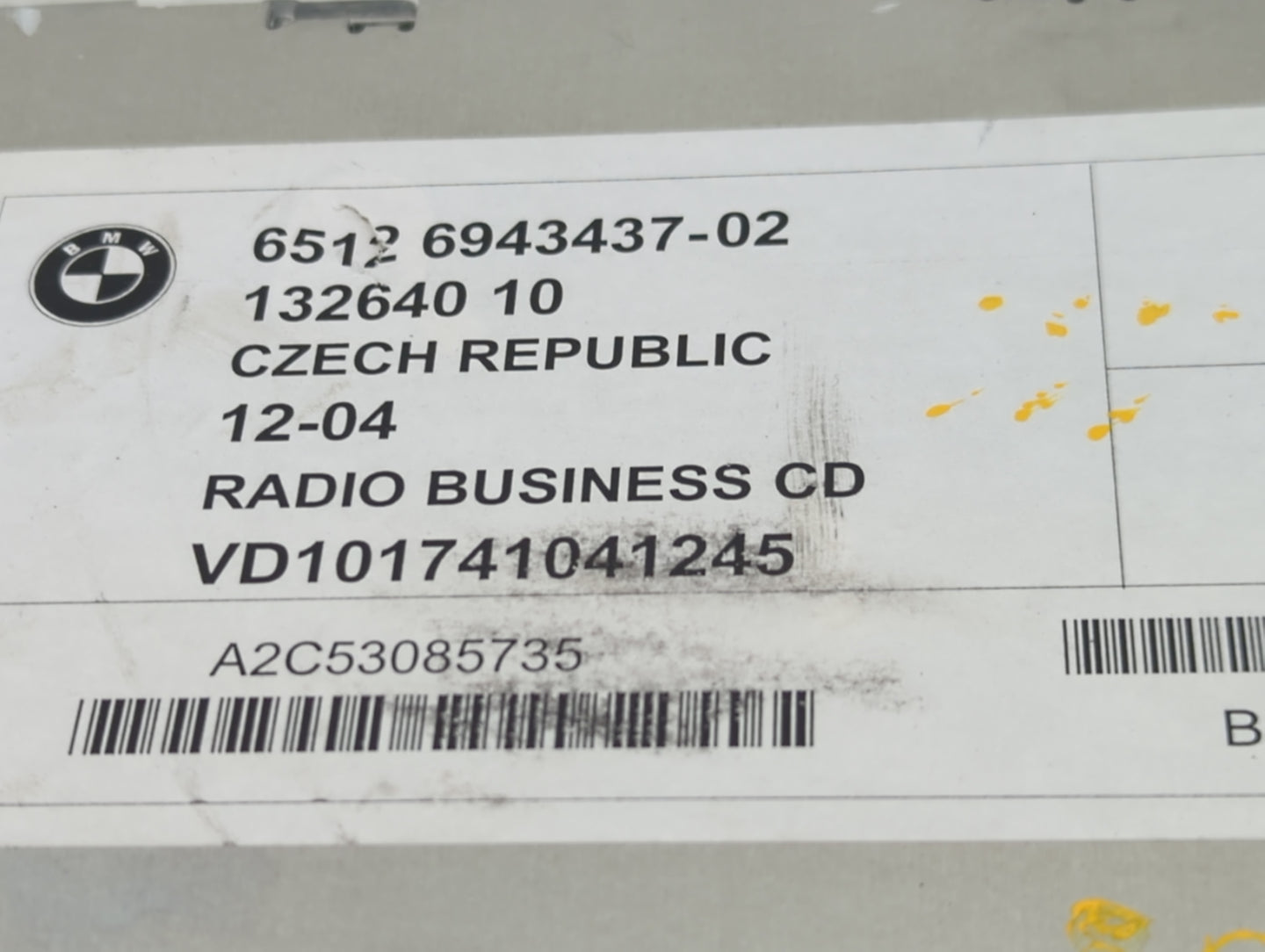 2005-2008 Bmw Z4 Radio AM FM Cd Player Receiver Replacement P/N:65126943437-02 A2C53085735 Fits Fits 2005 2006 2007 2008 200